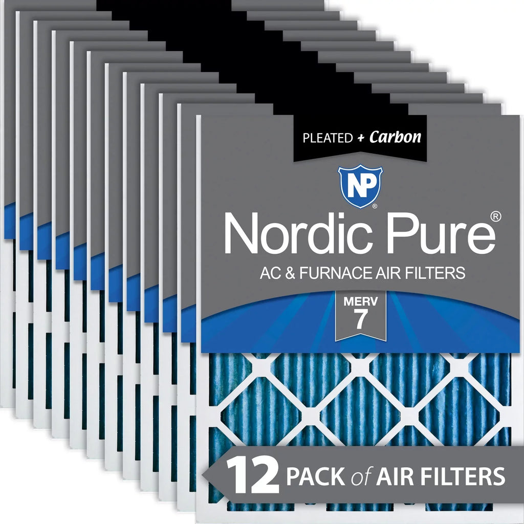 Nordic Pure 10x24x1 Pleated Air Filters MERV 7 Plus Carbon 12 Pack