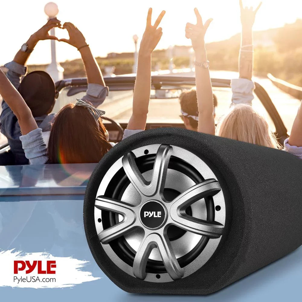 Pyle10-Inch Carpeted Subwoofer Tube Speaker 500-Watt High Power Car Audio Sub Bass Enclosure System