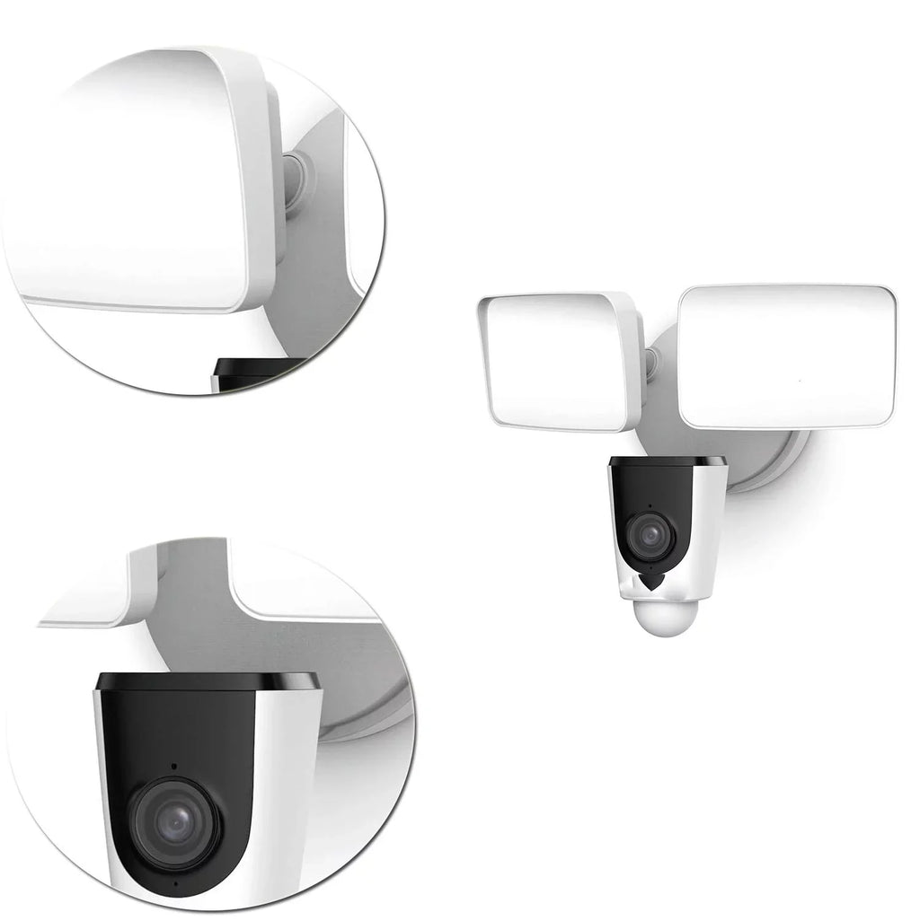 Floodlight Camera, Smart Home 1080P Security Outdoor Camera Wireless WiFi with Flood Light, Built-in Siren Alarm, 114 View, IP65 Fluid MicroSD & Cloud Storage,