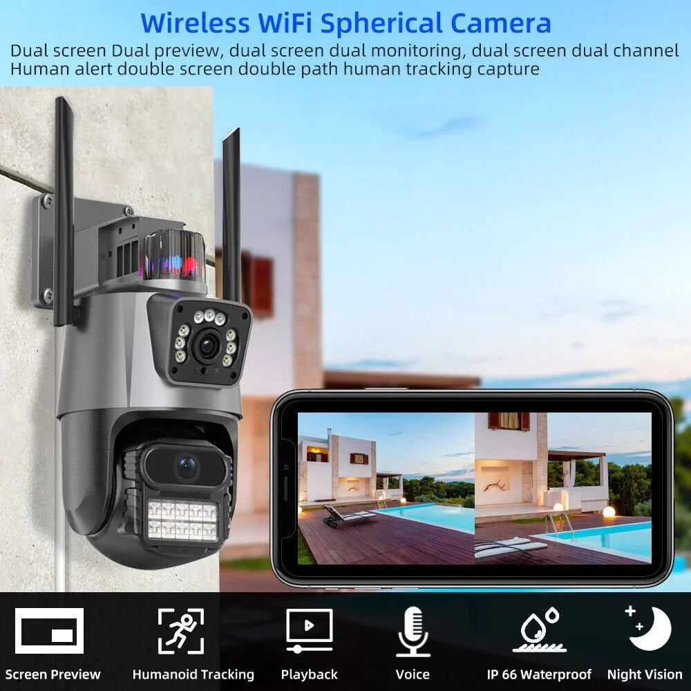 IP66 Outdoor Fluid Camera Real-time Two-Way Audio Enhanced Dual Antenna TF Card Slot 1080P HD