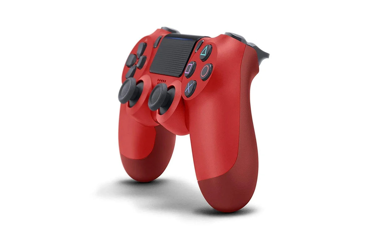 Pre-Owned Dual Shock Red Gaming Controller For PS4 Console + Wired Earbuds BOLT AXTION Bundle (Refurbished: Like New)