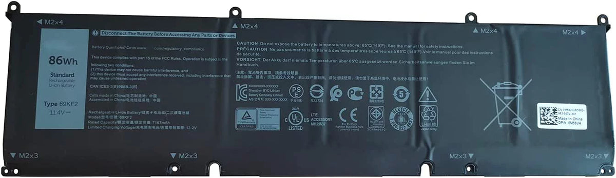 New 8FCTC Portable computer Battery for XPS 15 9500 Precision 5550 Alienware M15 R3 R4 M17 R3 R4 Series Notebook 69KF2 08FCTC 70N2F 070N2F 0P8P1P 0DVG8M 0M59JH 11.4V 56Wh 4650mAh