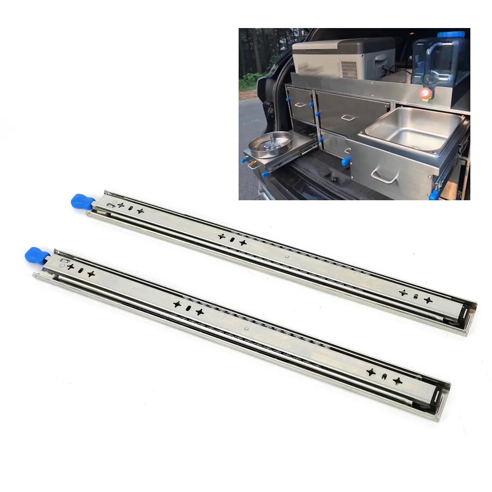 Drawer Slides Heavy Duty Runner Lock Full Extension Trailer Fridge Draw 24"Inch