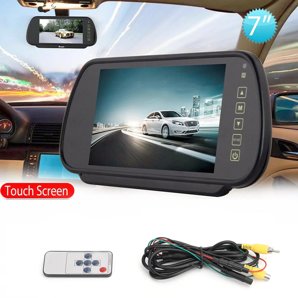 7" LCD Car Rear View MonitorSensors Lens Display Bus Car Reversing Camera