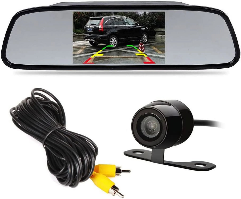 4.3" TFT LCD Car Rear View Mirror Monitor Kit + Fluid Mini Backup Reverse Reversing Camera 170°for Car/Vehicle