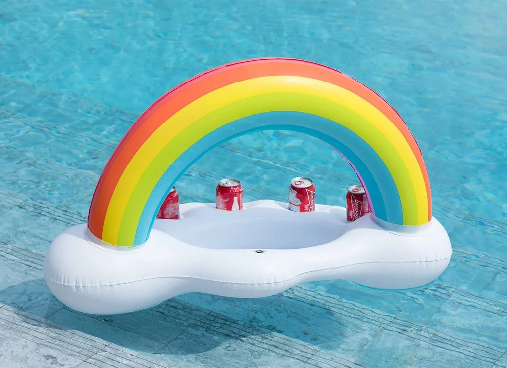 Rainbow Cloud Drink Holder Floating Beverage Salad Fruit Serving Bar Pool Float Party Accessories Summer Beach Leisure Cup Bottle Holder Fluid Fun Decorations Toys Kids Adults