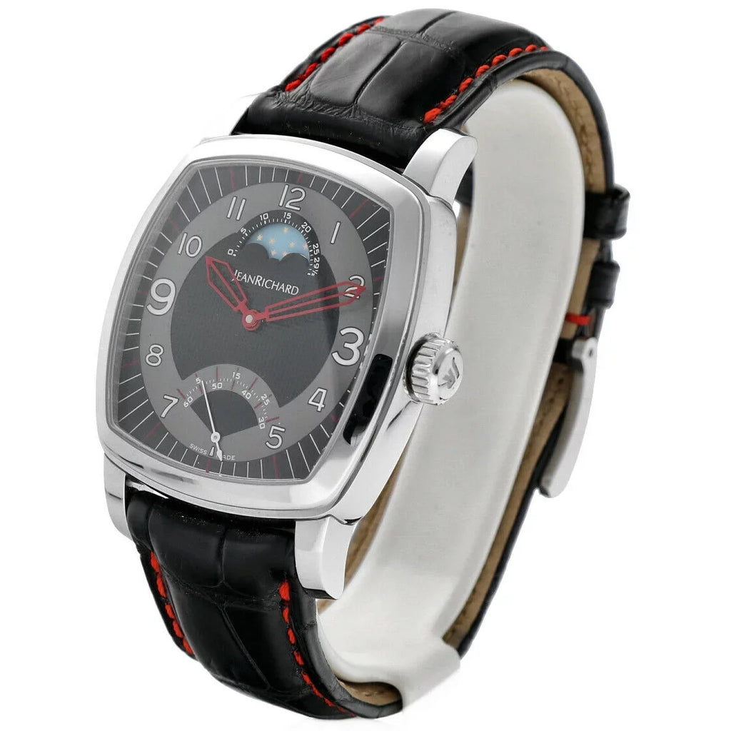 Jean Richard 46016 TV Monitor XL Moonphase Steel Leather Automatic Men's Watch