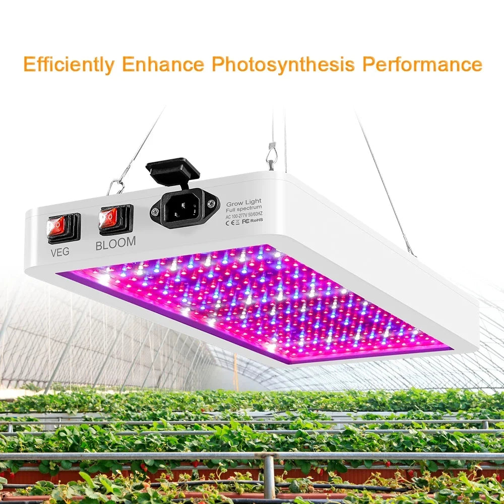 2000W Grow for Indoor Plants 312 LEDs Full Spectrum Veg and Bloom Dual Switch IP65 Fluid Hanging Plant Growing Lamps for Seedlings Flowers Greenhouse