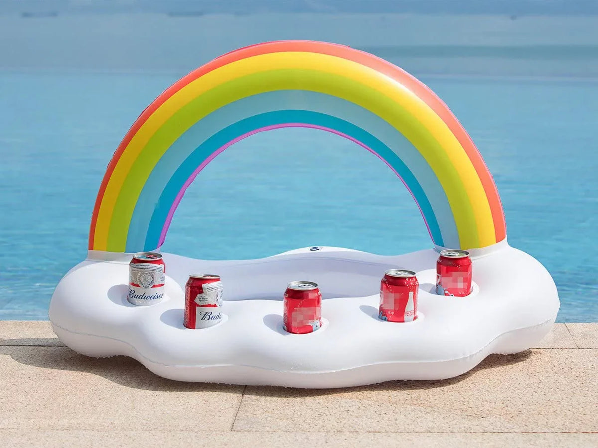 Rainbow Cloud Drink Holder Floating Beverage Salad Fruit Serving Bar Pool Float Party Accessories Summer Beach Leisure Cup Bottle Holder Fluid Fun Decorations Toys Kids Adults