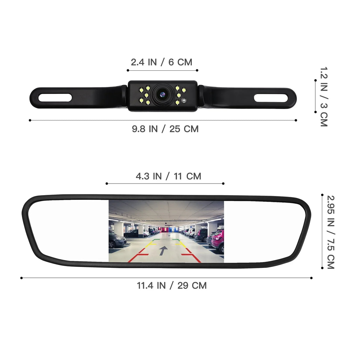 Cheefull Car Backup Driving Camera Camera 4.3" Rear View Mirror Cam Reverse Night Vision Vehicles Parking System Camera