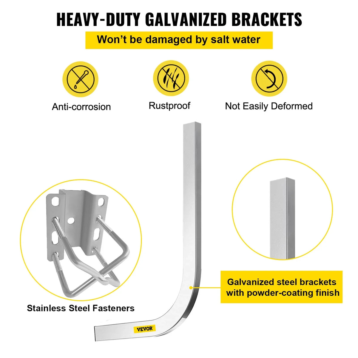 VEVORbrand Boat Trailer Guide-on, 40", 2pcs Galvanized Steel Trailer Post Guide on, with LED-Lighted PVC Tube Covers, Mounting Hardware Included, for Ski Boat, Fishing Boat or Sailboat Trailer
