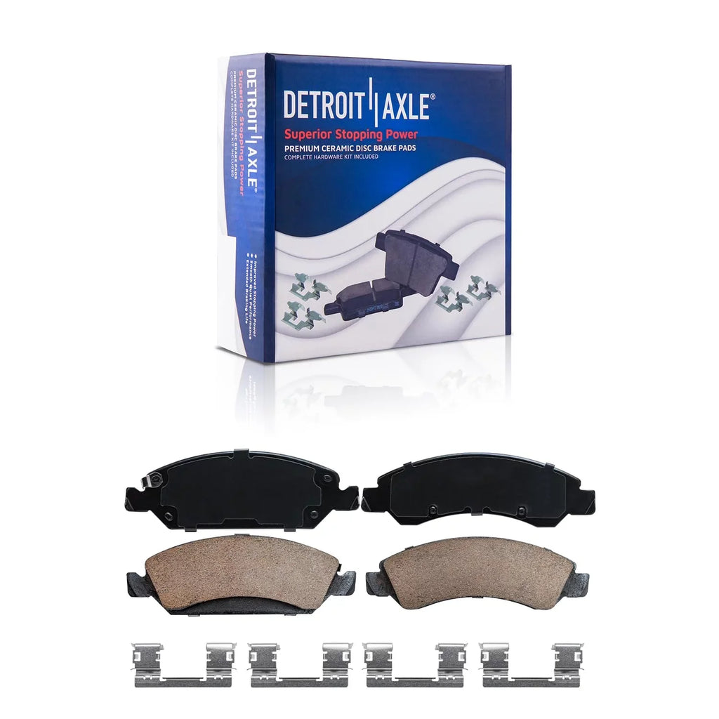 Detroit Axle - Brake Kit for Chevy GMC Silverado Sierra 1500 Suburban Yukon XL Avalanche Tahoe Cadillac Escalade ESV EXT Drilled & Slotted Brake Rotors Ceramic Brakes Pads Front and Rear