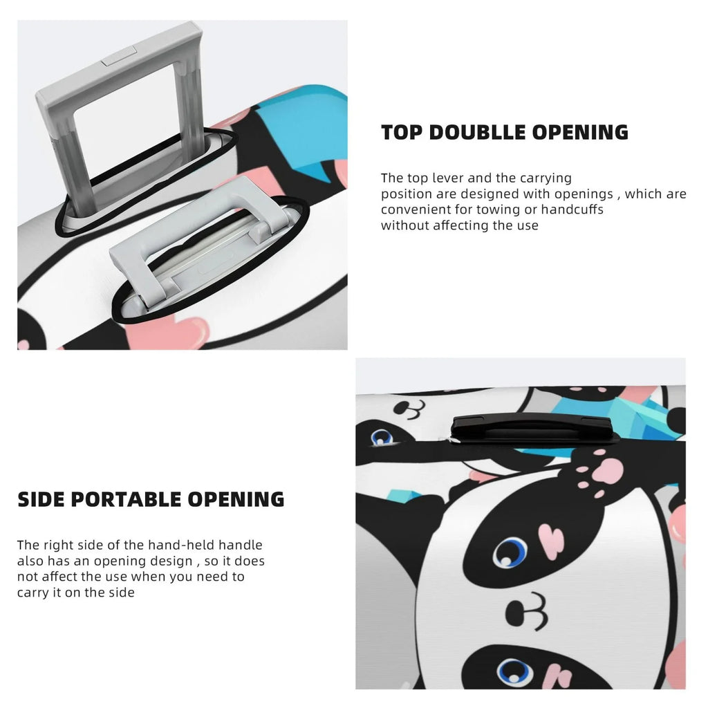 Haiem Panda Cute Pink Hearts Luggage Long-lasting Washable Suitcase Protector With Anti-Scratch Technology - Keep Your Luggage Looking New Medium