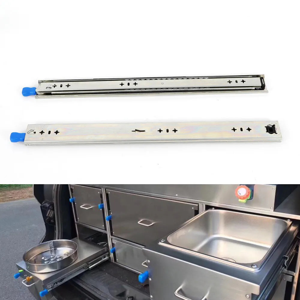 Drawer Slides Heavy Duty Runner Lock Full Extension Trailer Fridge Draw 24"Inch
