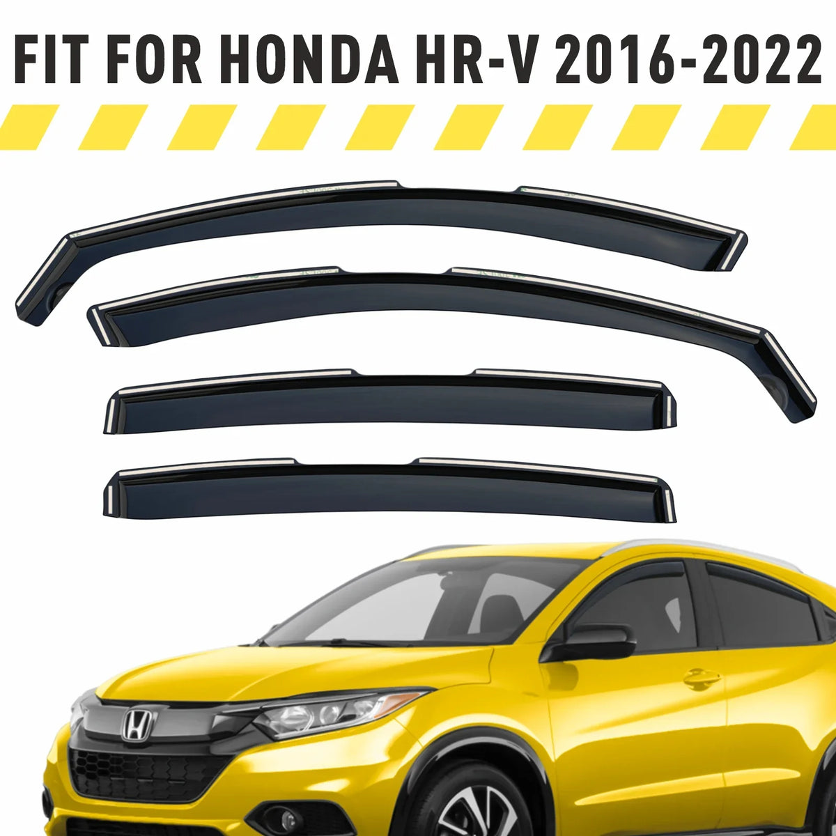 AEROGUYS In-Channel Window Deflectors Extra Long-lasting Window Visors Rain Guards Fit for Honda HR-V 2016-2022, Sun Visors, Wind Vent Visors, Car Accessories - 4 pcs. AG0157