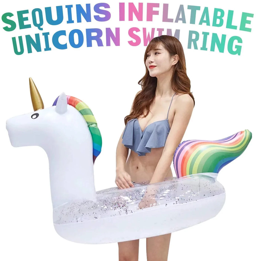 Blossom Glitter Sequins Animal Pool Floats, Inflatable Unicorn Ring Pool Float, Swimming Pool Ring, Pool Inflatables for Kids and Adults, Pool Toys Inflatable, Fluid Float | 48 Inch