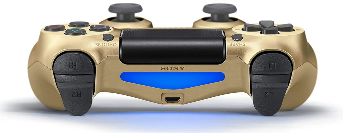 Pre-Owned Dual Shock Gold Gaming Controller For PS4 Console + Wireless Black Chatpad for PS4 Controller BOLT AXTION Bundle. (Refurbished: Like New)