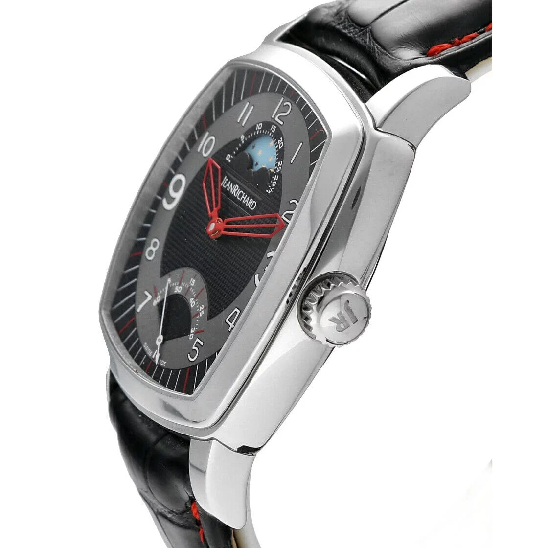 Jean Richard 46016 TV Monitor XL Moonphase Steel Leather Automatic Men's Watch