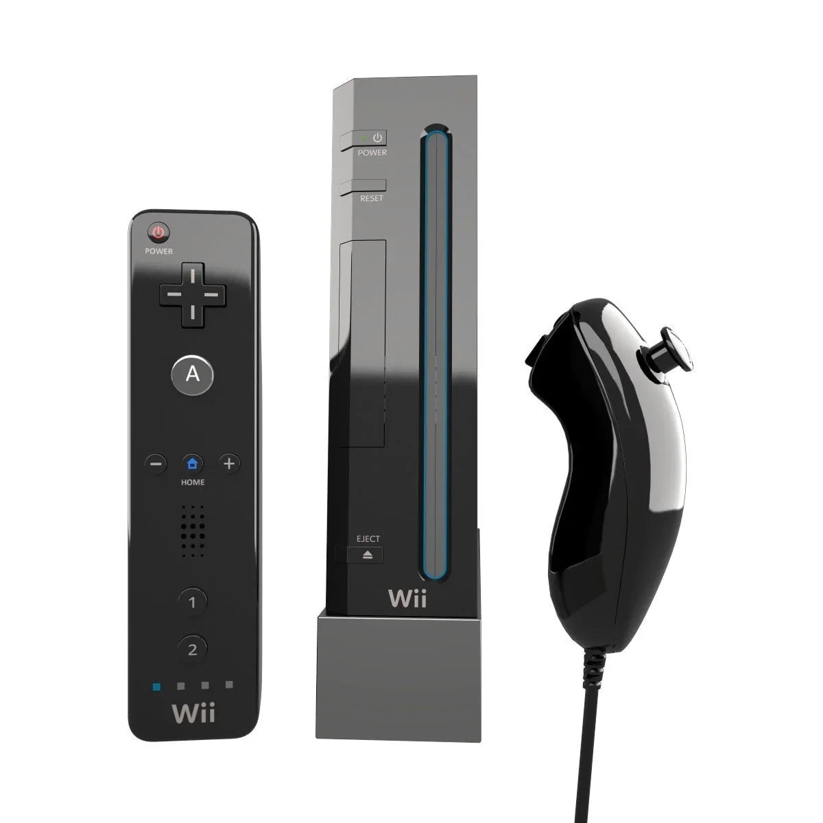 Nintendo Wii Black Gaming Console + Headset Cleaning Kit BOLT AXTION Bundle Like New