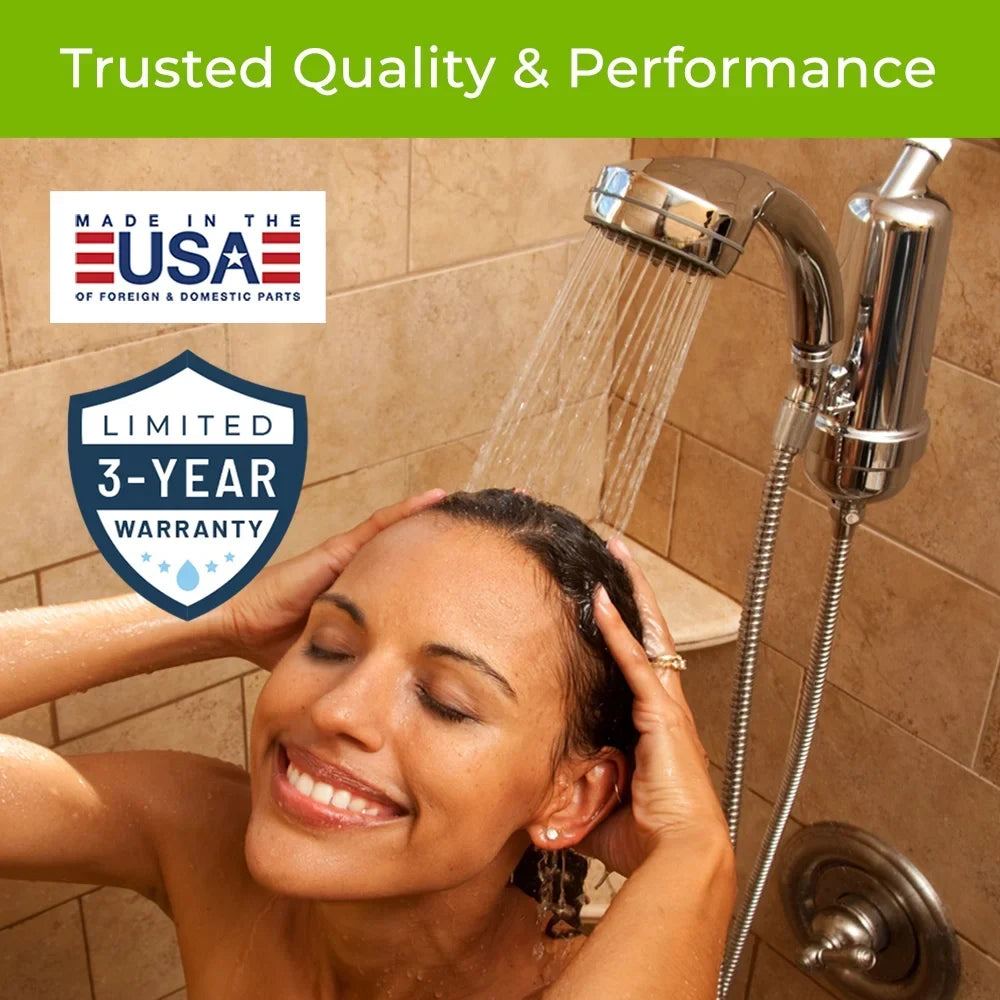 Fluid Premium Shower Filter System SF-7C with Deluxe Wand & Advanced ThermalGuard (Brushed Nickel)