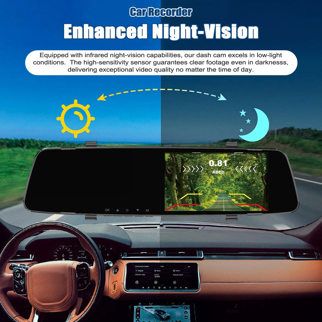 Apexeon Dash Camera,Camera 4.3 Inch Display Support Dash Camera Radars Rear 4.3 Inch Rear Dual Reverse 1080P DVR Dash Dual Camera Reco Dazzduo Dash Cam Rear