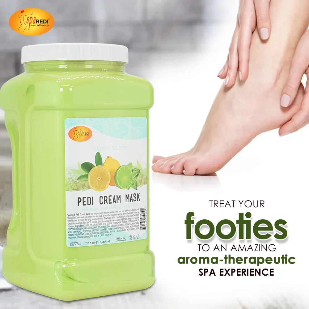 SPA REDI - Body and Foot Cream Mask, Lemon, 128 Oz - Pedicure Massage for Tired Feet and Body, Hydrating, Fresh Skin - Pre-owned with Hyaluronic Acid, Amino Acids, Panthenol, Comfrey Extract