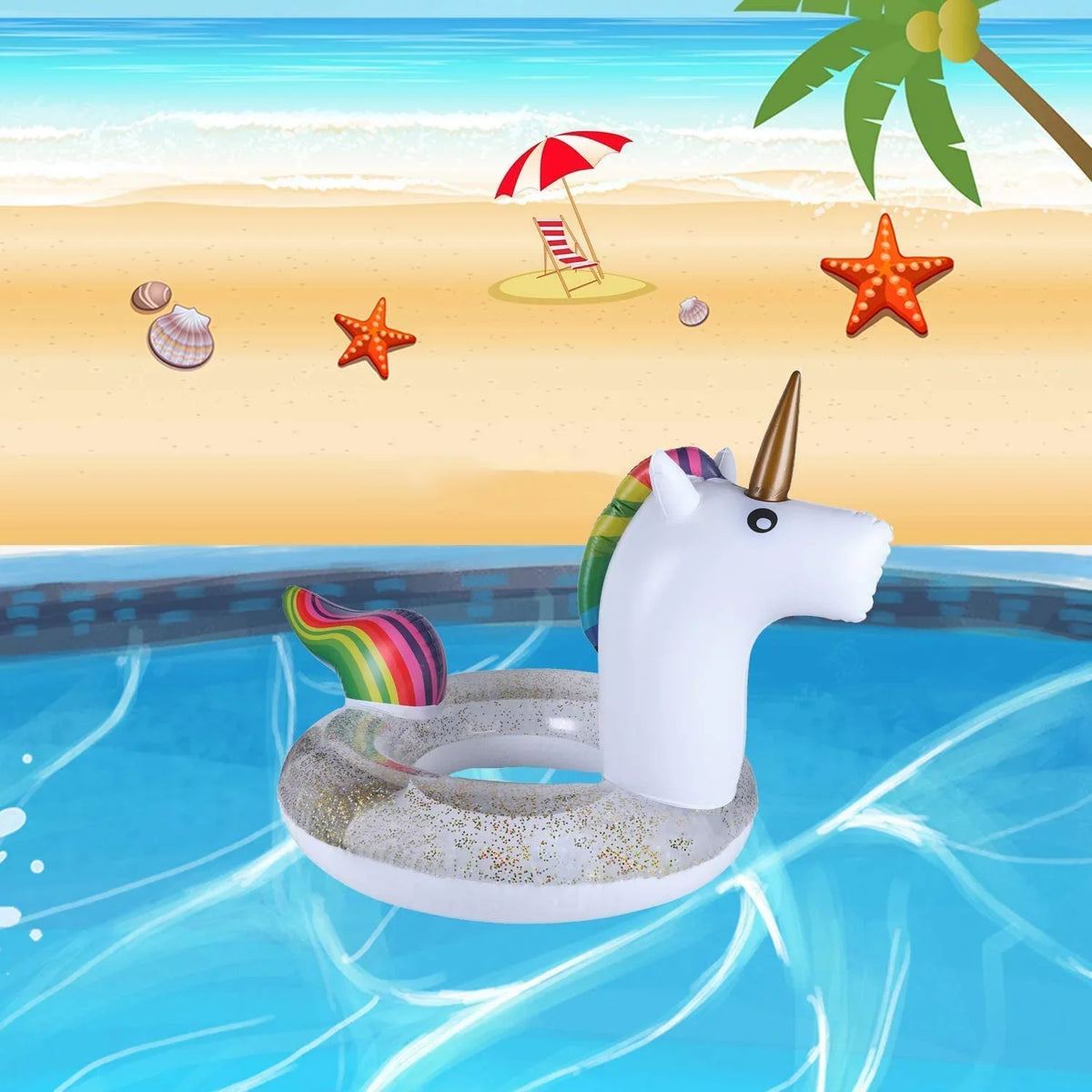 Blossom Glitter Sequins Animal Pool Floats, Inflatable Unicorn Ring Pool Float, Swimming Pool Ring, Pool Inflatables for Kids and Adults, Pool Toys Inflatable, Fluid Float | 48 Inch