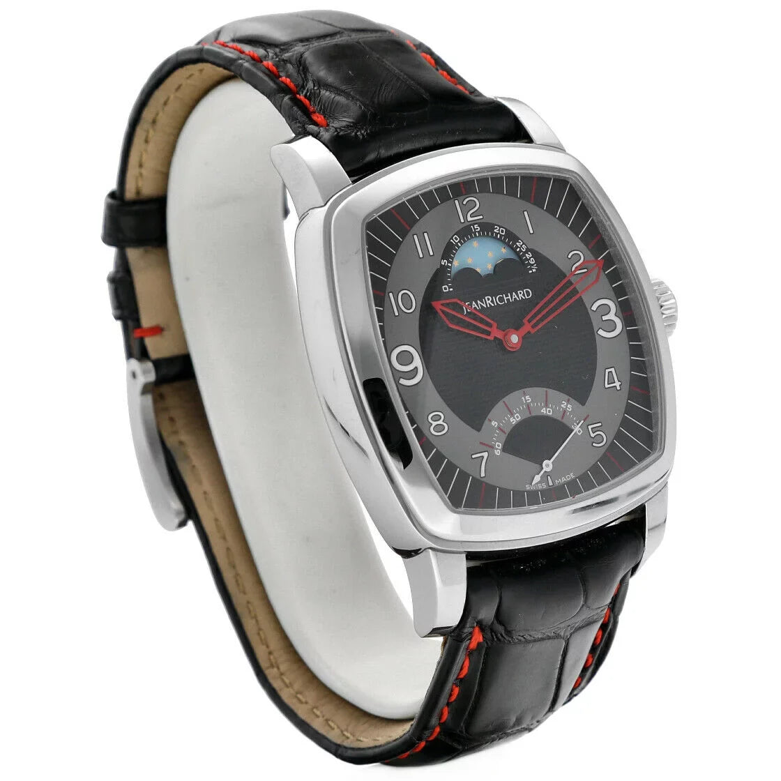 Jean Richard 46016 TV Monitor XL Moonphase Steel Leather Automatic Men's Watch