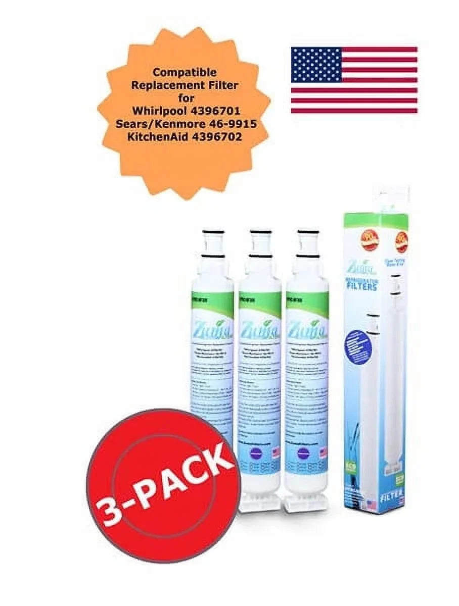 ZUMA Brand , Fluid and Ice Filter , Model # OPFW3-RF300 , Compatible with Whirlpool® EFF-6001A - 3 Pack - Made in U.S.A.