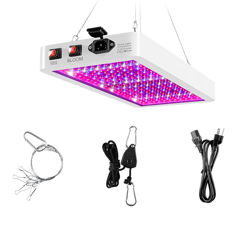 2000W Grow for Indoor Plants 312 LEDs Full Spectrum Veg and Bloom Dual Switch IP65 Fluid Hanging Plant Growing Lamps for Seedlings Flowers Greenhouse
