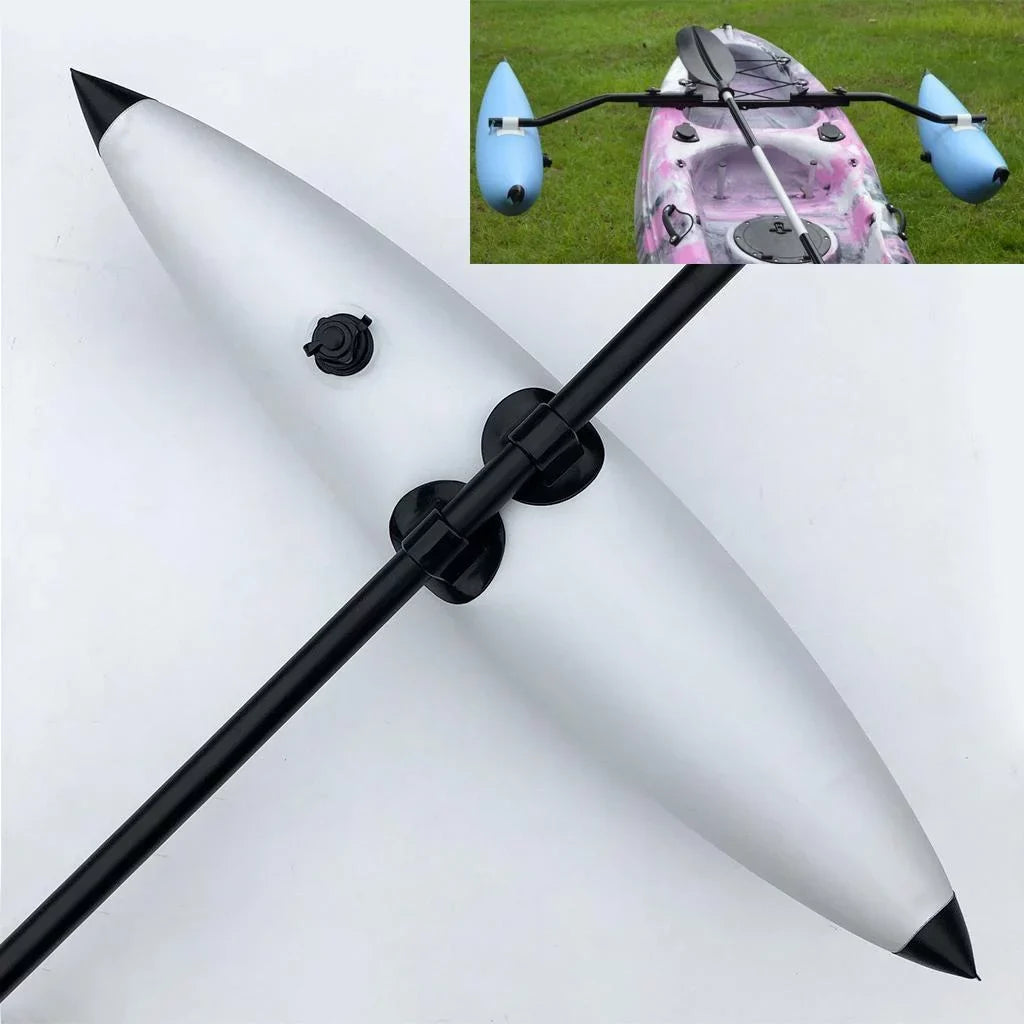 Premium PVC Kayak Canoe Fishing Standing Beginners Inflatable Outrigger / Stabilizer Liquid Buoyant Float Gear Equipment White