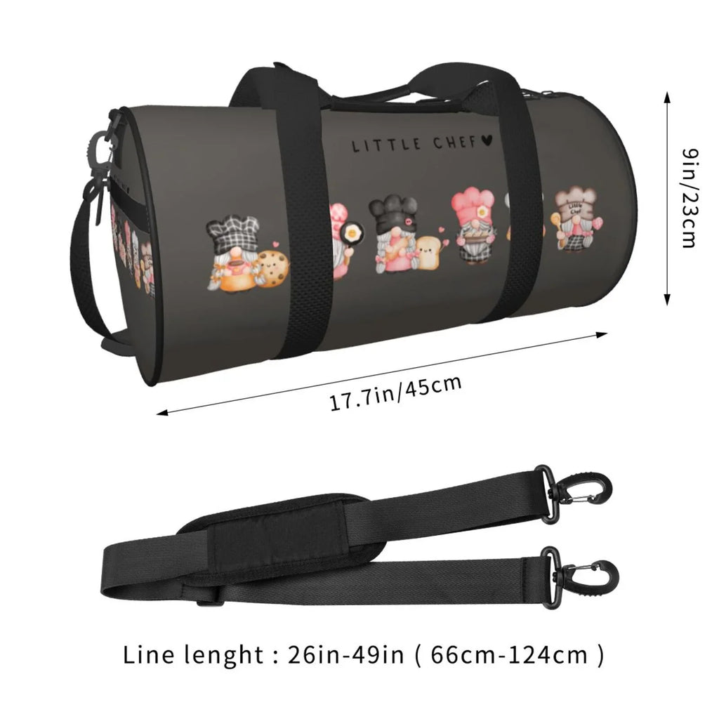 Coaee Baker Gnome Large Capacity Travel Luggage Bag Cylinder Gym Bag Liquid Sports Bag with Pocket and Compartment