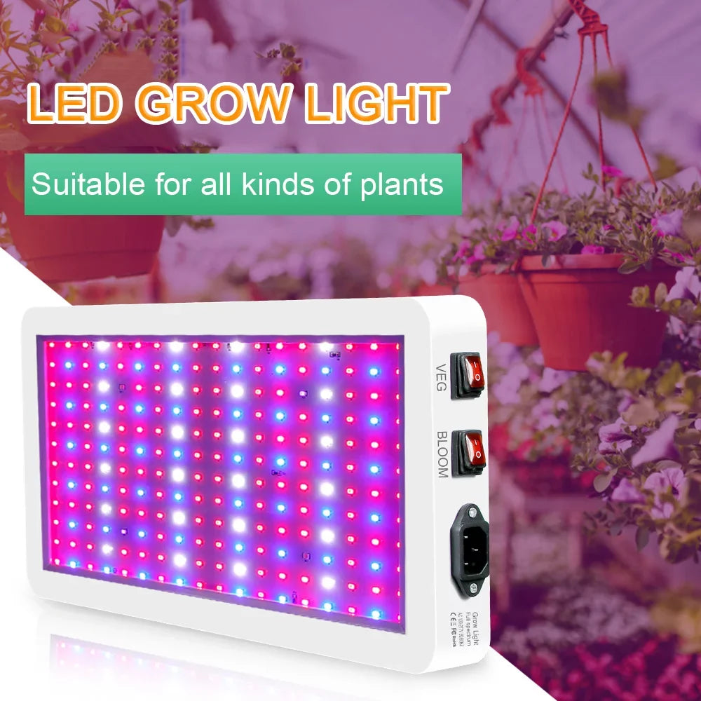 2000W Grow for Indoor Plants 312 LEDs Full Spectrum Veg and Bloom Dual Switch IP65 Fluid Hanging Plant Growing Lamps for Seedlings Flowers Greenhouse
