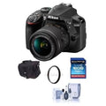 D3400 DX-Format DSLR Camera Body with AF-P DX Nikkor 18-55mm f/3.5-5.6G VR Lens, Black - Bundle with 16GB Sdhc Card, Camera Bag, 55mm UV