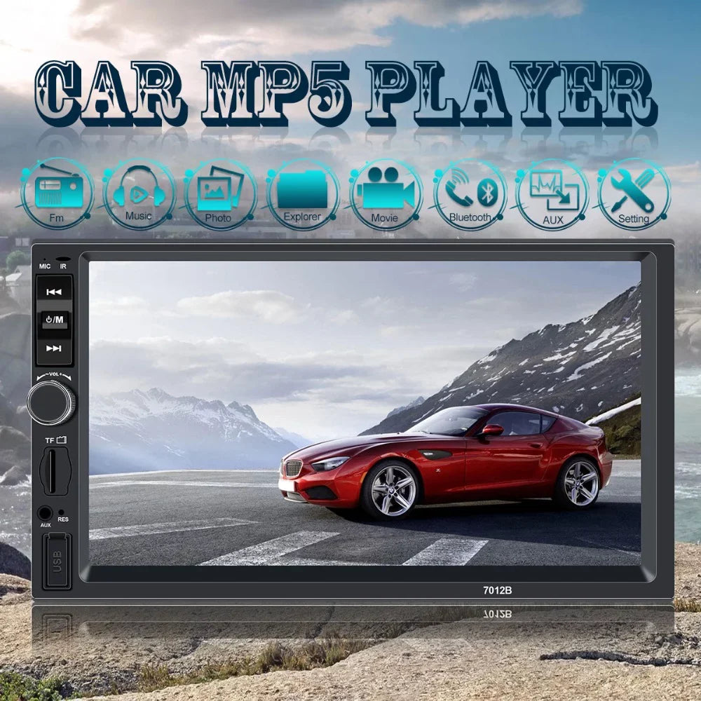 Polarlander Car Stereo Car Audio Double Din 7-inch HD Touch Display Car radio Player with Multimedia SD USB FM AUX MP5/4/3 mirror link function Bluetooth with 4LED backup camera