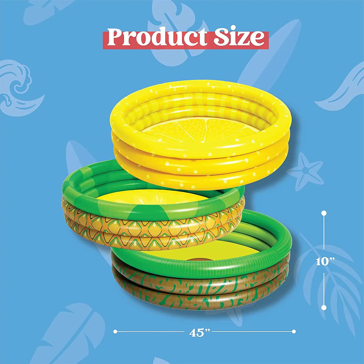 3 Packs 45 X 10 Inflatable Kiddie Pools Lemon Pineapple Avocado Inflatable Kiddie Pool Set for Kids Summer Fun Baby Swimming Pool Fluid Pool Pit Ball Pool