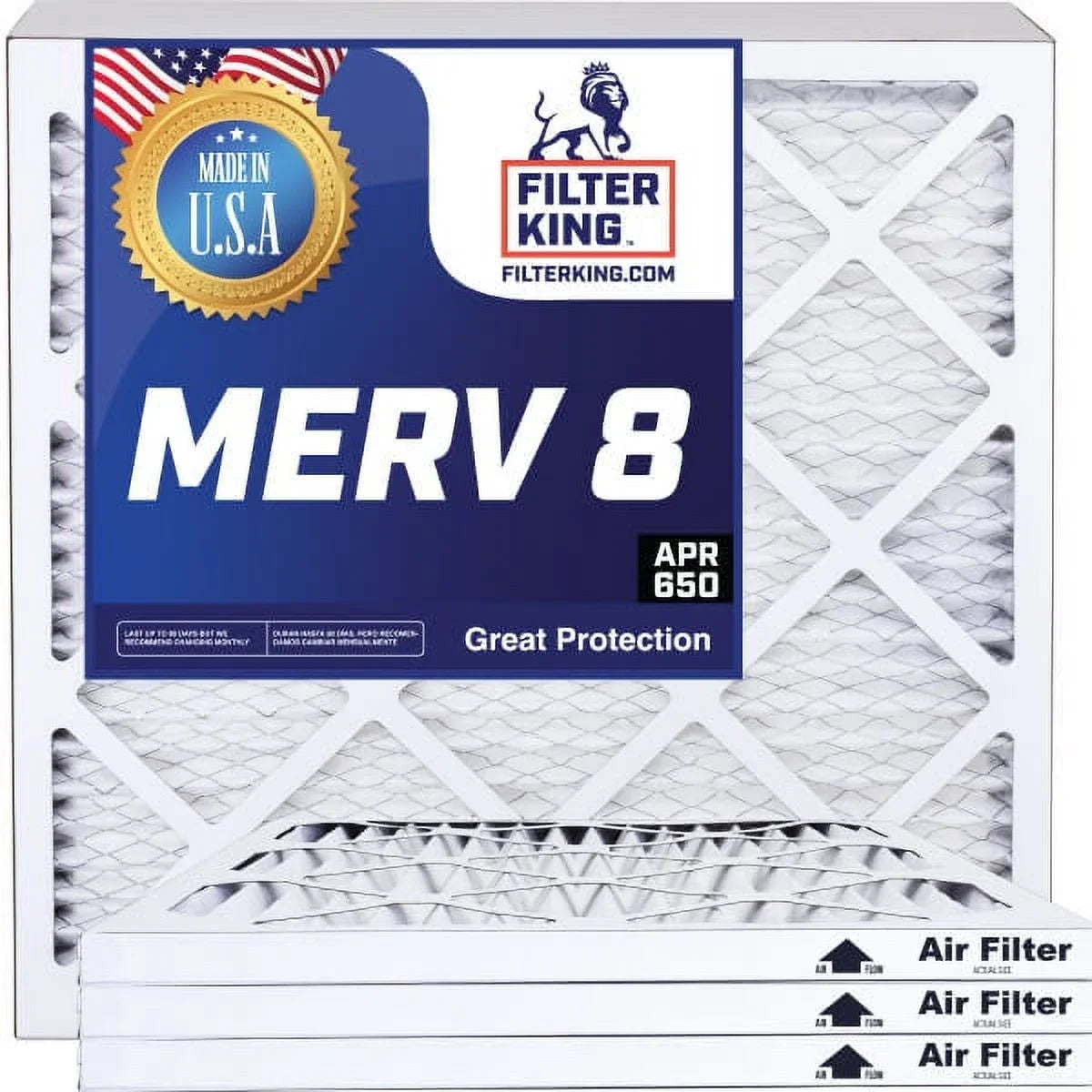 Filter King 38.5x55x1 Air Filter | 4-PACK | MERV 8 HVAC Pleated A/C Furnace Filters | MADE IN USA | Actual Size: 38.5 x 55 x .75"