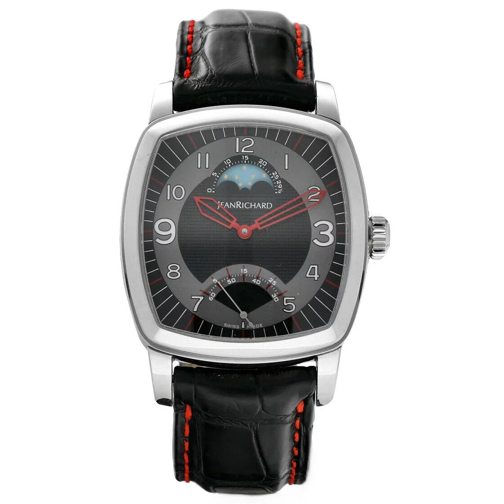 Jean Richard 46016 TV Monitor XL Moonphase Steel Leather Automatic Men's Watch