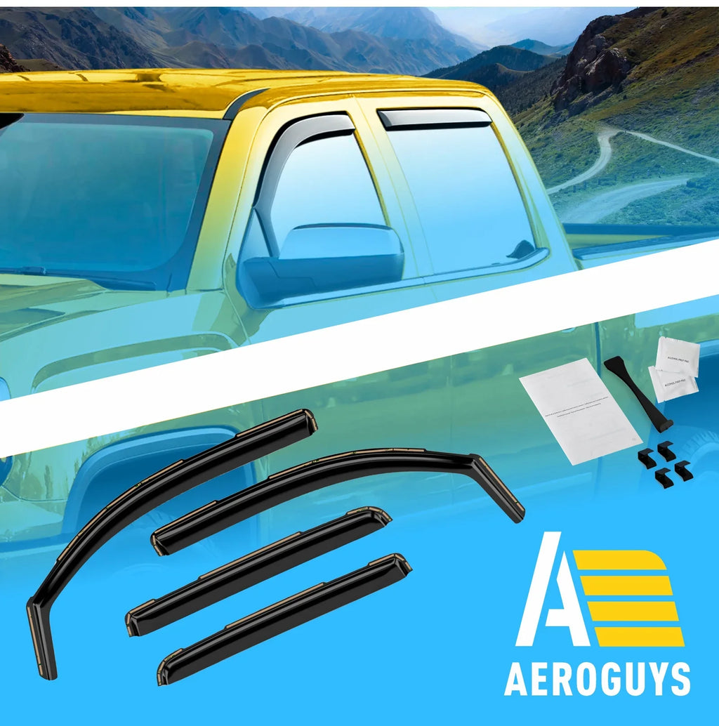 AEROGUYS In-Channel Window Deflectors Extra Sturdy Window Visors Rain Guards Fit for Chevrolet (Chevy) Silverado 1500 2014-2018 Crew Cab, Sun Visors, Wind Vent Visors, Truck Accessories -4pcs. AG0421