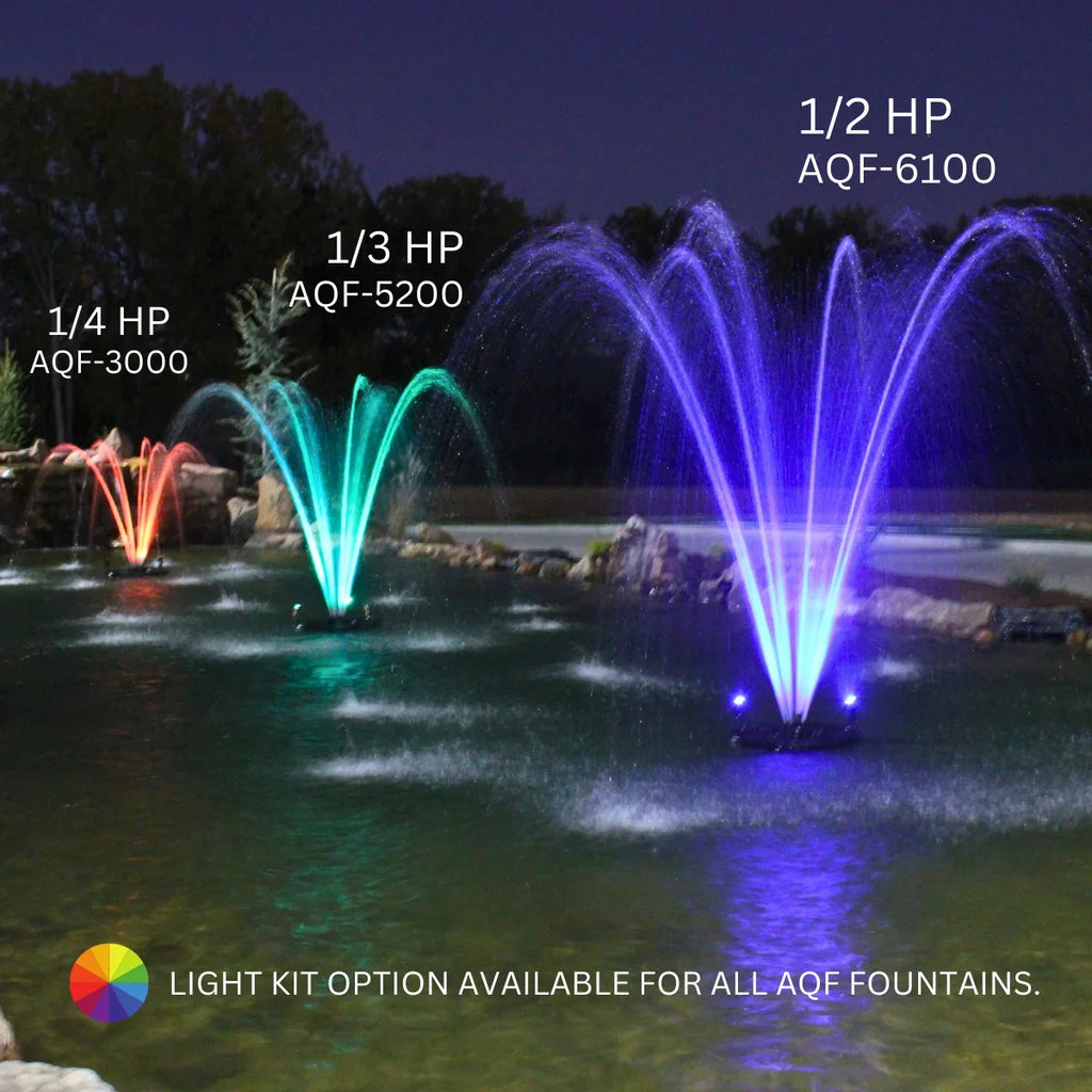 HALF OFF PONDS 1/2 Floating Fountain | 100 foot Cord | 9 Patterns | Surface Aeration for Ponds | AQF6100-100