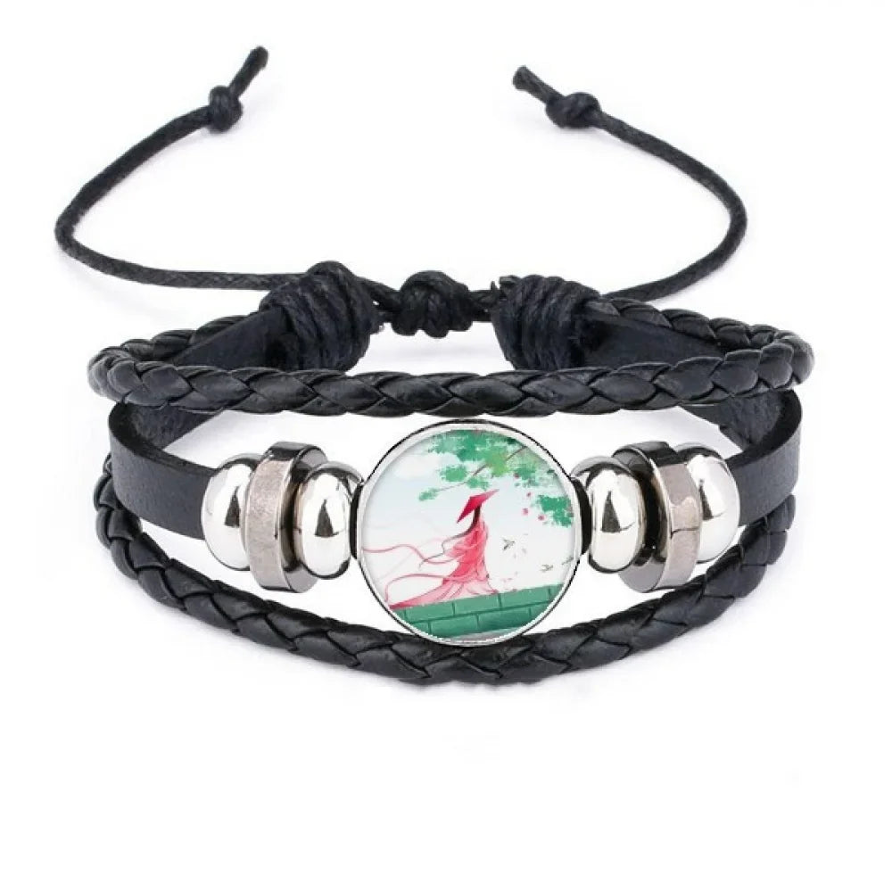 Verlion Aquamarine Chinese Style Liquid Bracelet Braided Leather Woven Rope Wristband
