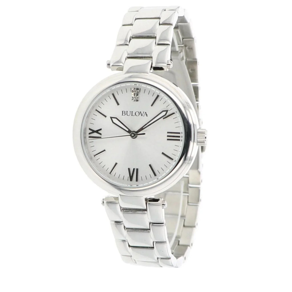 Bulova Women's Silver Dial Dimond Stainless Steel Watch - 96P151