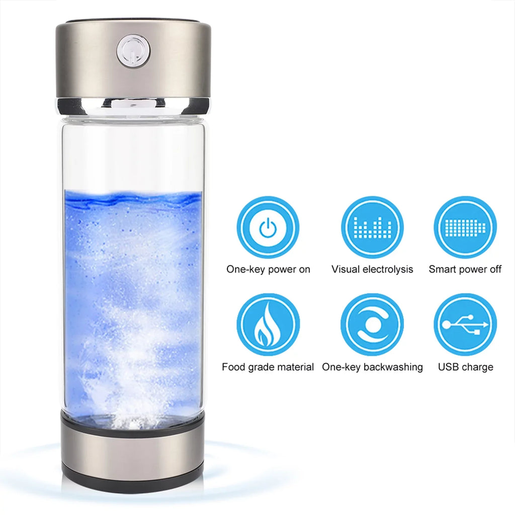 Portable Healthy Hydrogen Rich Fluid Maker Lonized Fluid Generator Bottle Lonizer Anti-Aging Antioxidant USB Rechargeable Liquid Filter Purifier Keep Body Hydrated