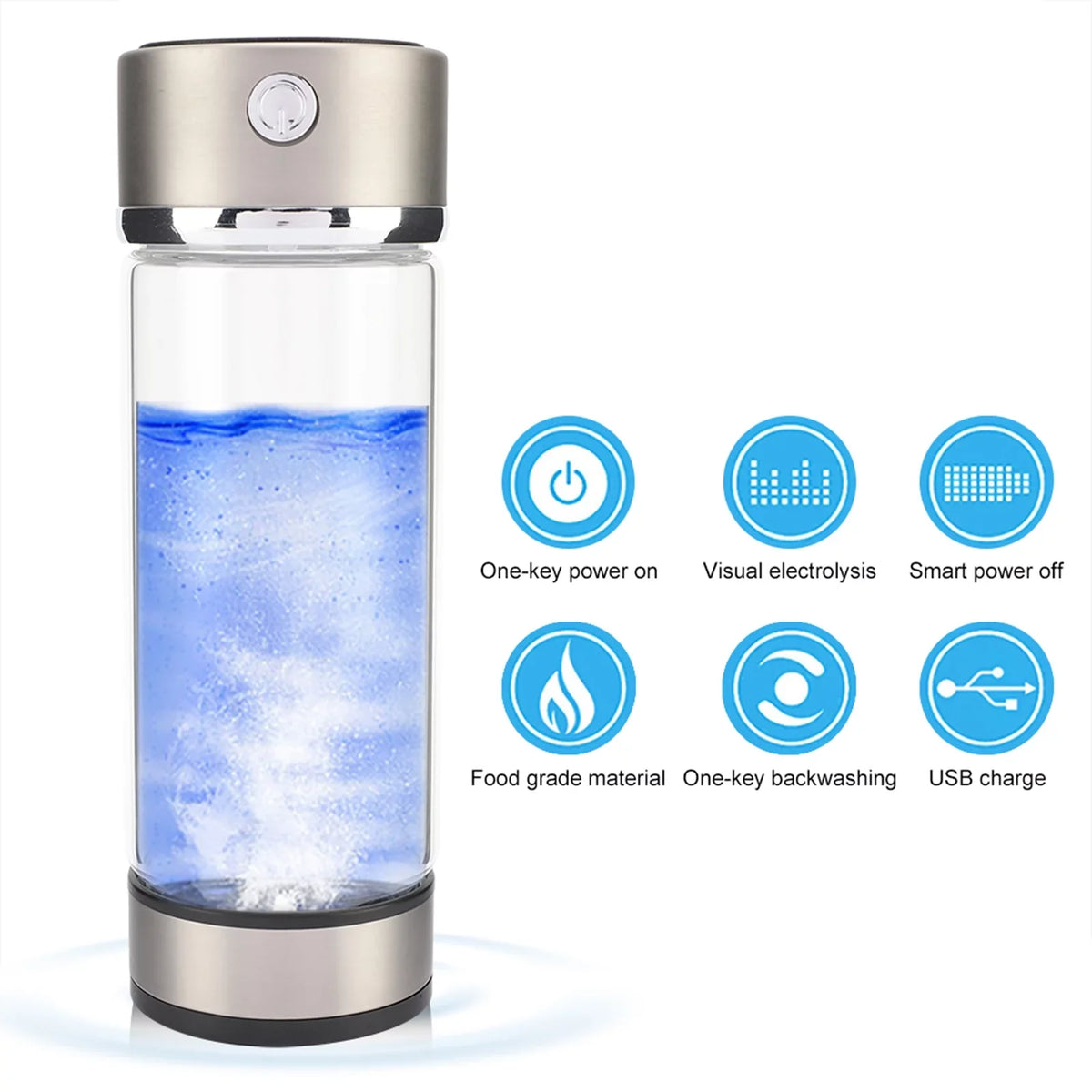 Portable Healthy Hydrogen Rich Fluid Maker Lonized Fluid Generator Bottle Lonizer Anti-Aging Antioxidant USB Rechargeable Liquid Filter Purifier Keep Body Hydrated