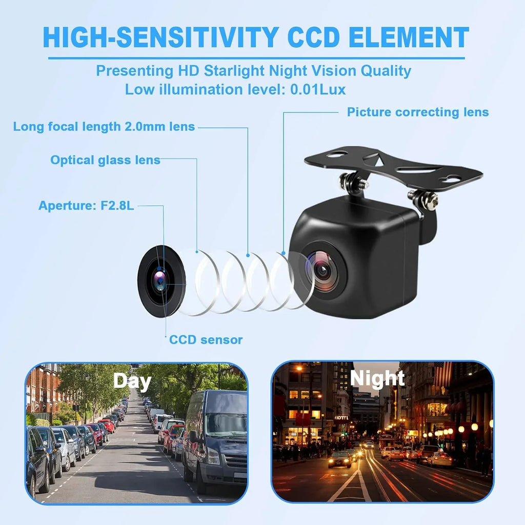 Backup Camera, HD Liquid Ip69K Backup/Front View Camera, Rear View Camera 720P HD Star Light Night Vision and 140°All-Round View, Reverse Camera Systems for Cars, Trucks, RV, SUV,Van (Black)