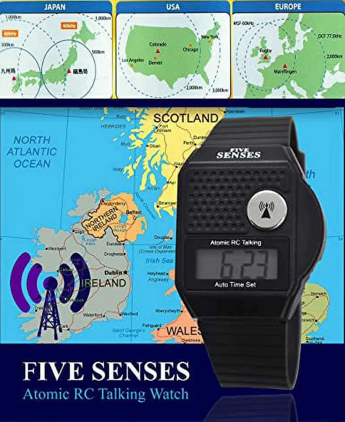 Five Senses English Atomic Talking Watch Easy to use for Seniors Blind Men Women Loud Talking Sound Clock for Visually Impaired - Model 1026 - Plastic Band