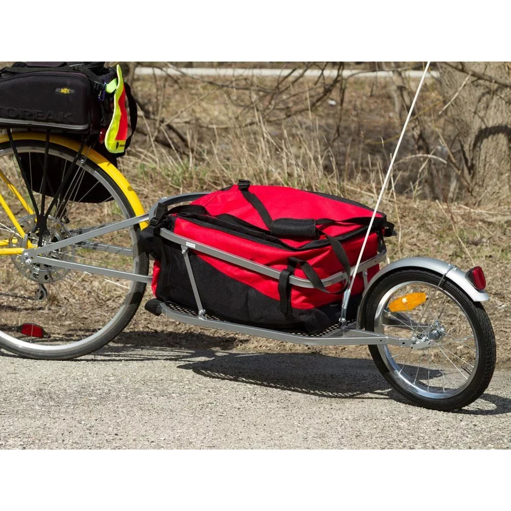 Elevate Outdoor BCT-8002 Single Wheel Pull-Behind Bicycle Cargo Trailer with Cargo Bag