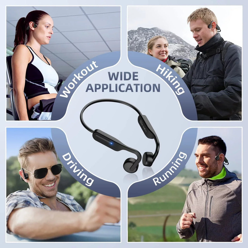 Bone Conduction Headphones, Open Ear Headphones, Bluetooth 5.0 Sports Wireless Earphones, Sweat Resistant Headset for Running, Cycling, Hiking, Driving