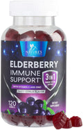 Nature's Sambucus Elderberry Gummies Immune Gummies with Vitamin C and Zinc, Immune Support Gummy Vitamin Supplement, Black Elderberry for Adults & Kids - Gluten Free Non-GMO - 120 Gummies