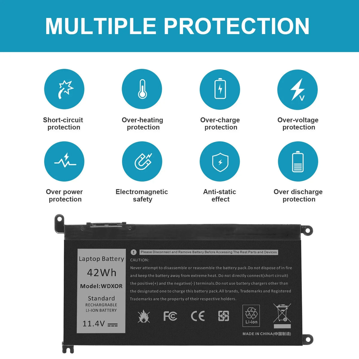 For WDX0R Battery Inspiron 5368 5378 5379 5565 5568 5575 5578 5579 5767